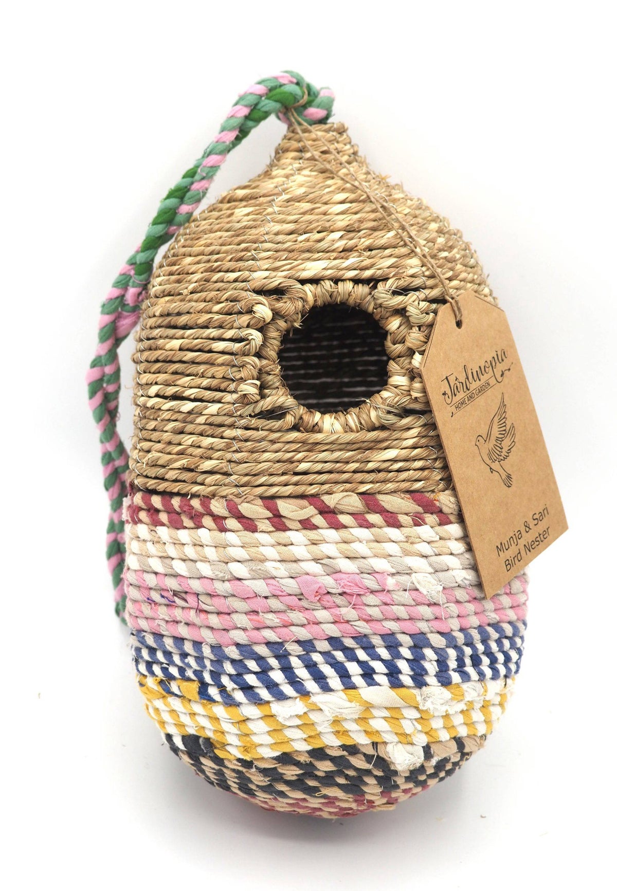 Munja And Reclaimed Sari Fabric Bird Nester