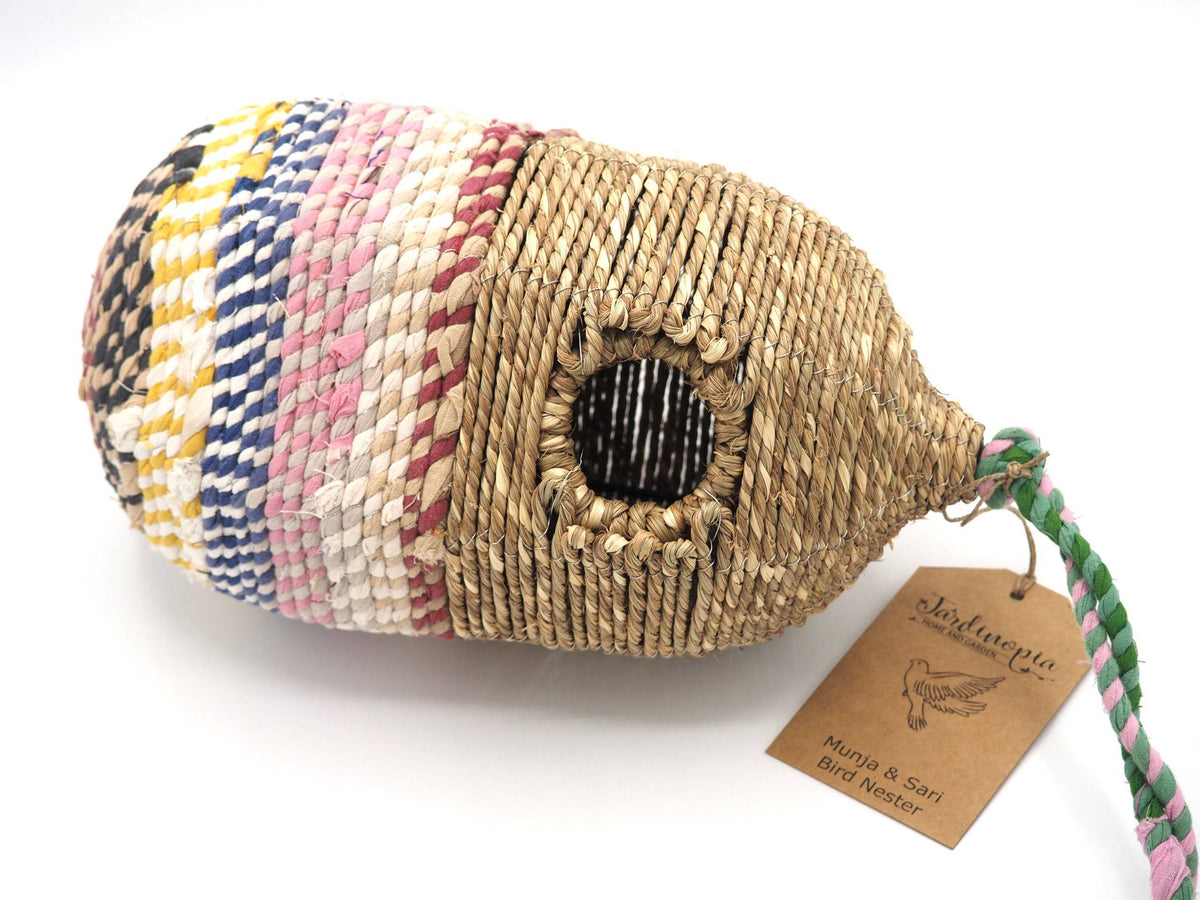 Munja And Reclaimed Sari Fabric Bird Nester
