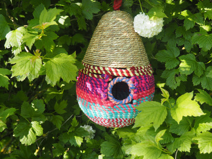 Munja And Reclaimed Sari Fabric Bird Nester