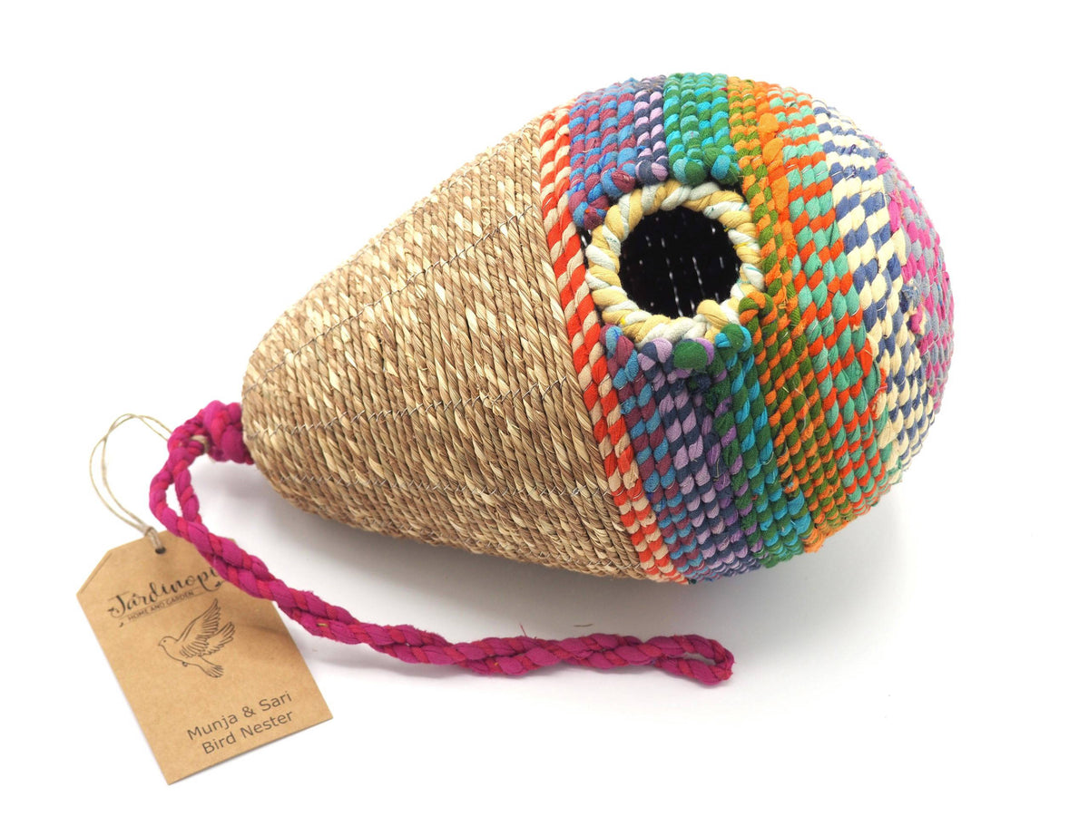 Munja And Reclaimed Sari Fabric Bird Nester