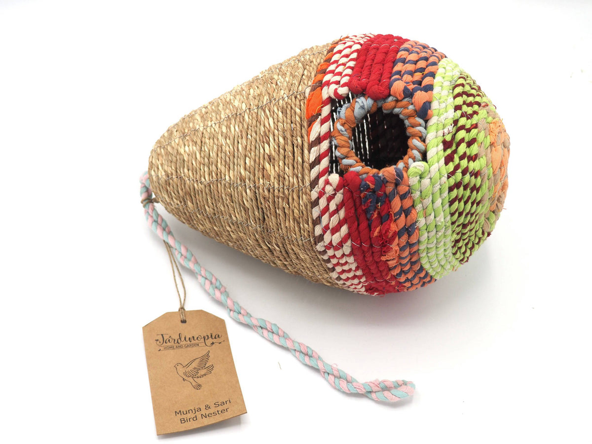 Munja And Reclaimed Sari Fabric Bird Nester