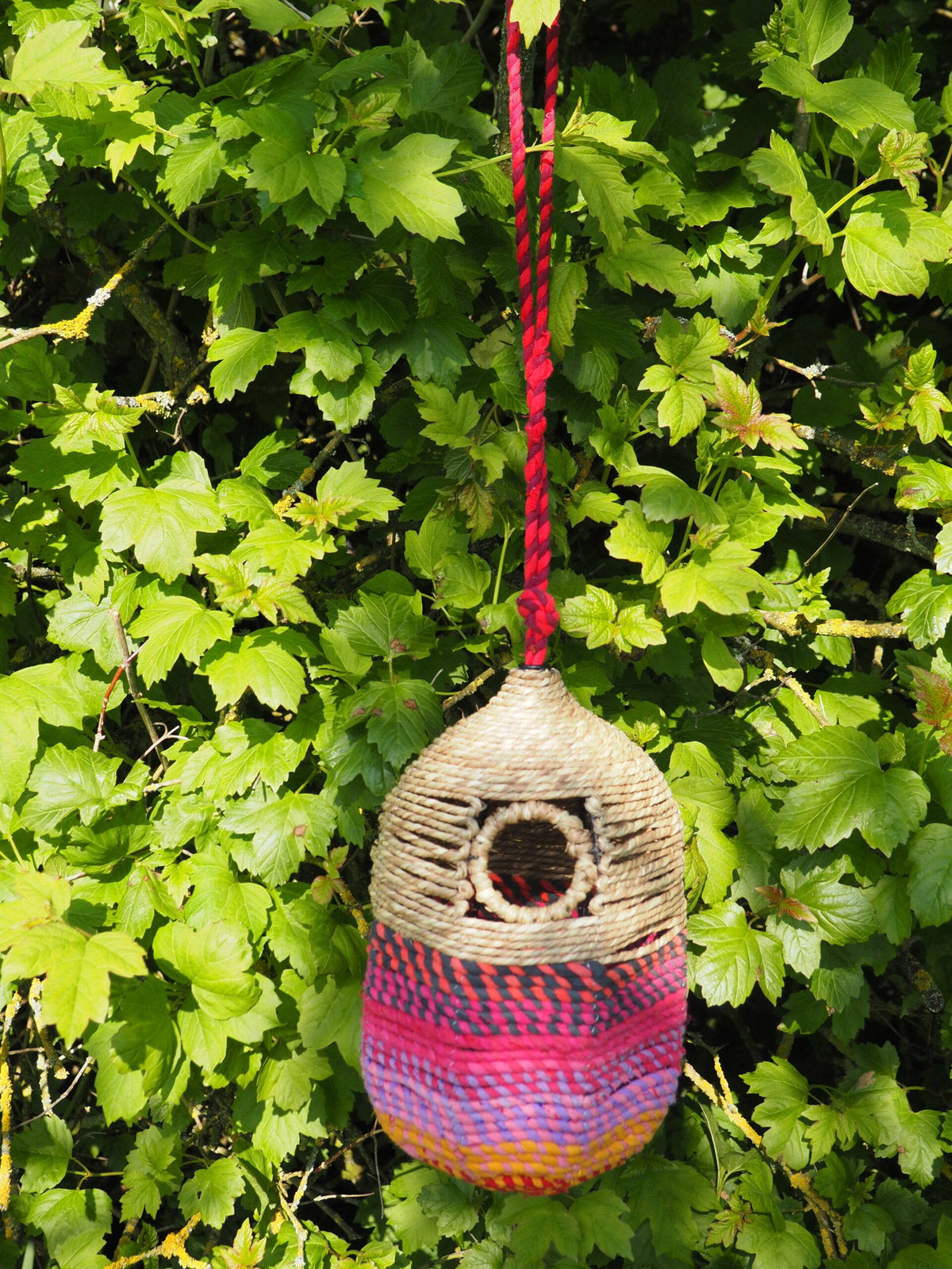 Munja And Reclaimed Sari Fabric Bird Nester