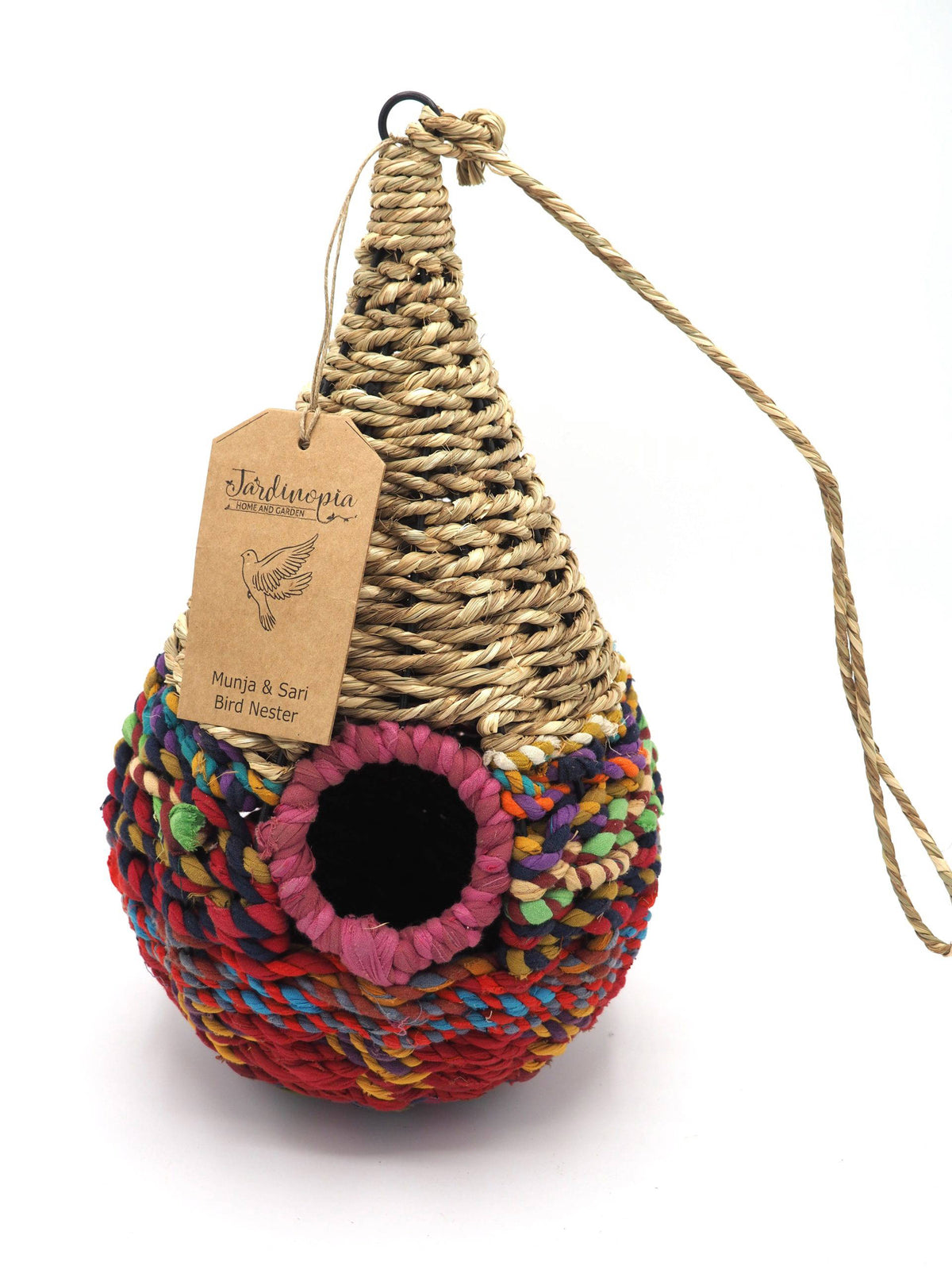 Munja And Reclaimed Sari Fabric Bird Nester
