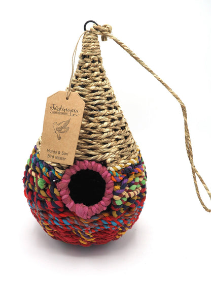 Munja And Reclaimed Sari Fabric Bird Nester