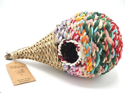 Munja And Reclaimed Sari Fabric Bird Nester