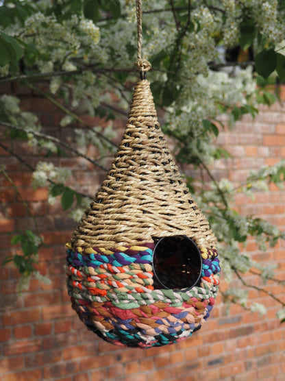 Munja And Reclaimed Sari Fabric Bird Nester
