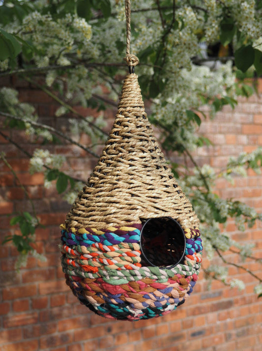 Munja And Reclaimed Sari Fabric Bird Nester
