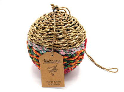 Munja And Reclaimed Sari Fabric Bird Nester