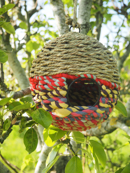 Munja And Reclaimed Sari Fabric Bird Nester