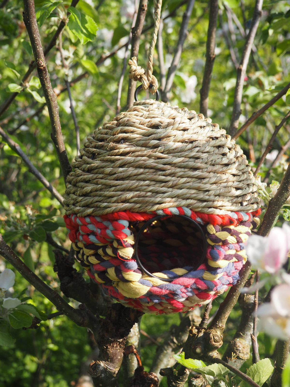 Munja And Reclaimed Sari Fabric Bird Nester