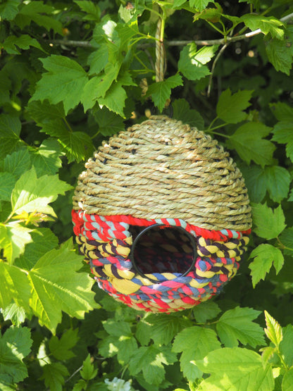 Munja And Reclaimed Sari Fabric Bird Nester
