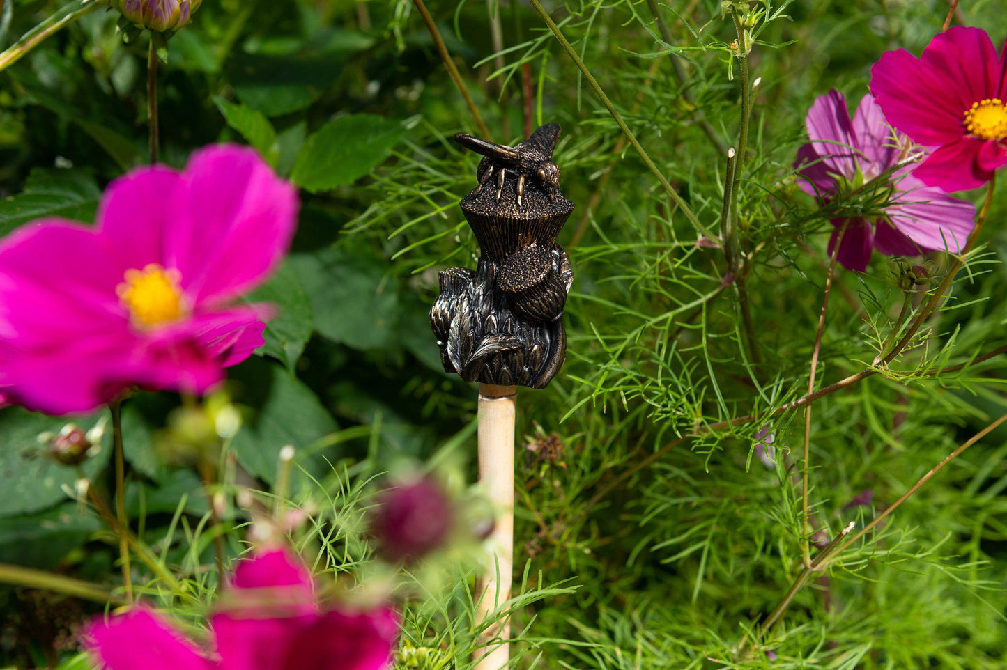 Set of 5 Animals & Insects Cane or Stake Toppers Hedgehog, Bee, Butterfly, Frog, Snail