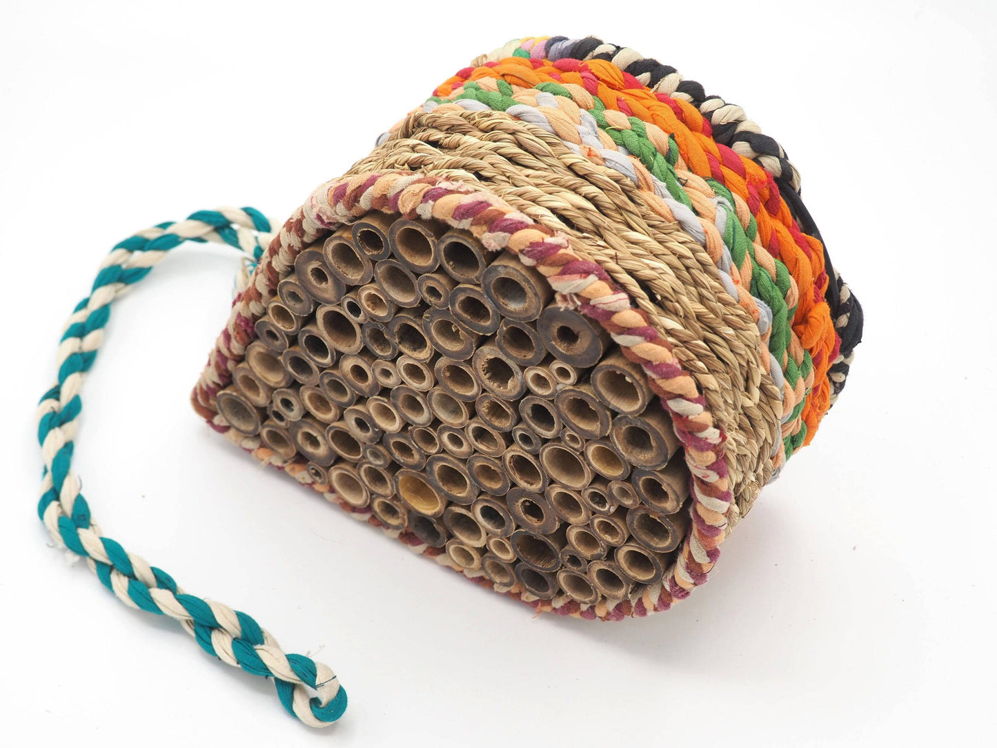 Munja And Reclaimed Fabric Eco Hanging Bee Home