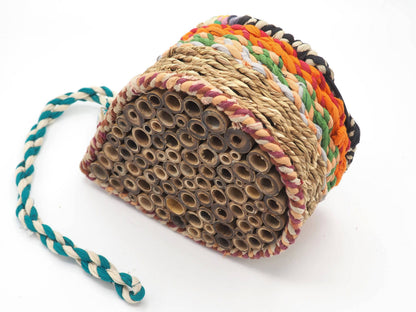Munja And Reclaimed Fabric Eco Hanging Bee Home
