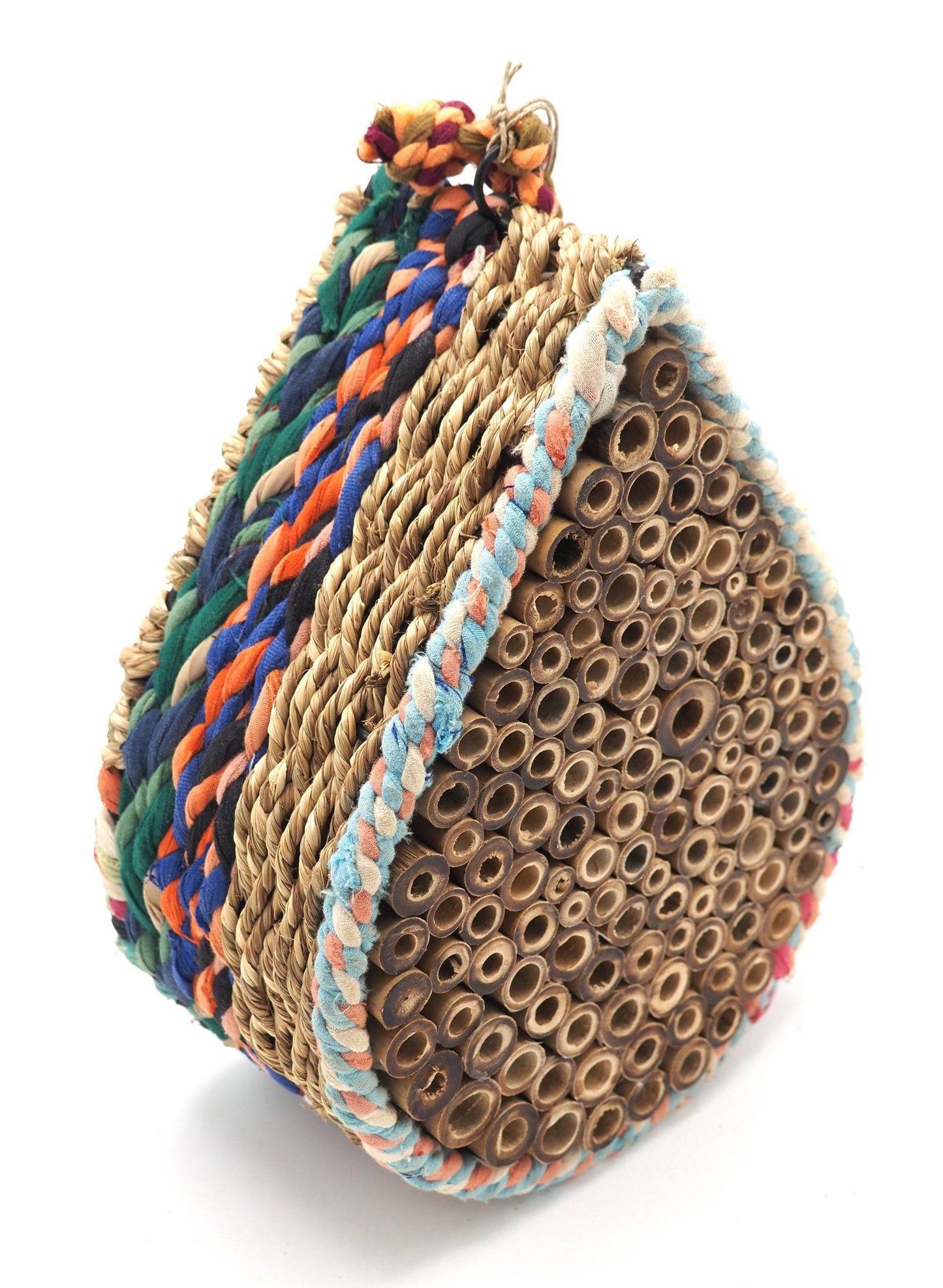 Munja And Reclaimed Fabric Eco Hanging Bee Home