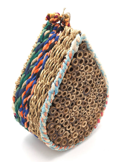 Munja And Reclaimed Fabric Eco Hanging Bee Home