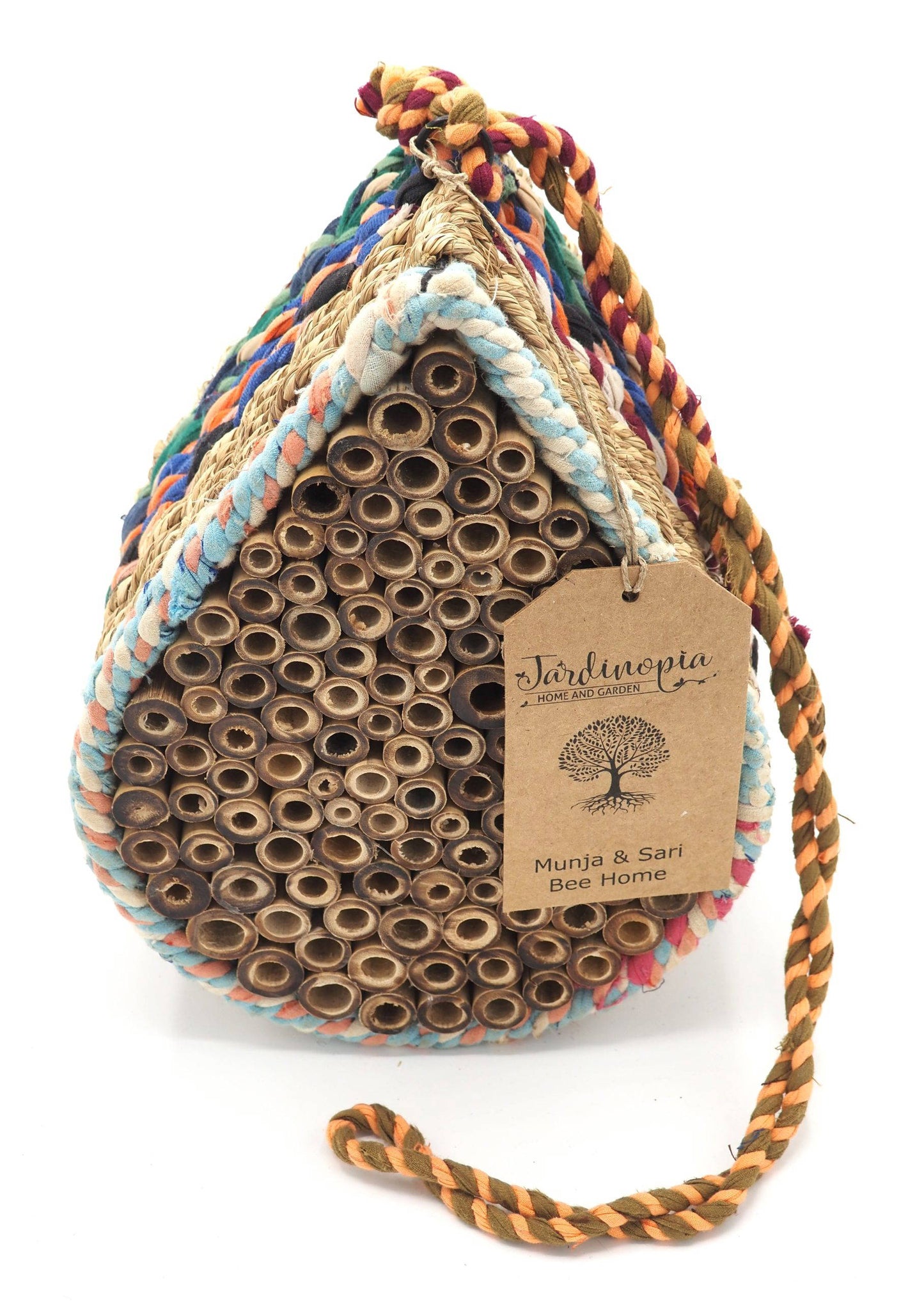 Munja And Reclaimed Fabric Eco Hanging Bee Home