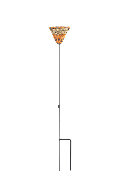 Munja And Reclaimed Sari Fabric Iron Stake Bird Feeder