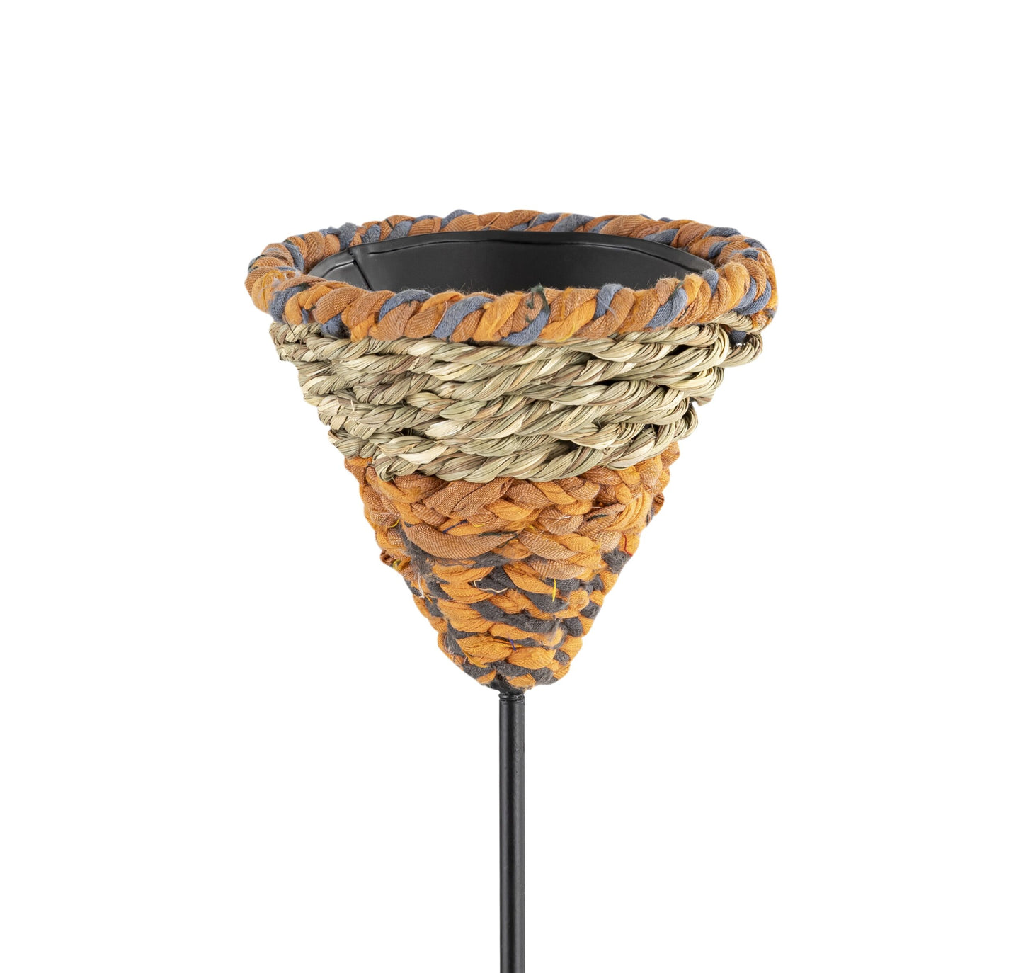 Munja And Reclaimed Sari Fabric Iron Stake Bird Feeder