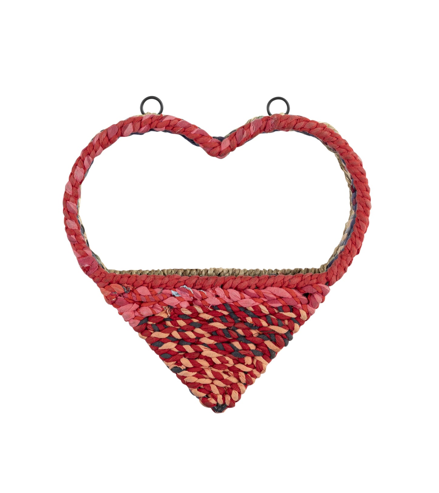 Munja And Reclaimed Sari Fabric Heart Wall Bird Feeder
