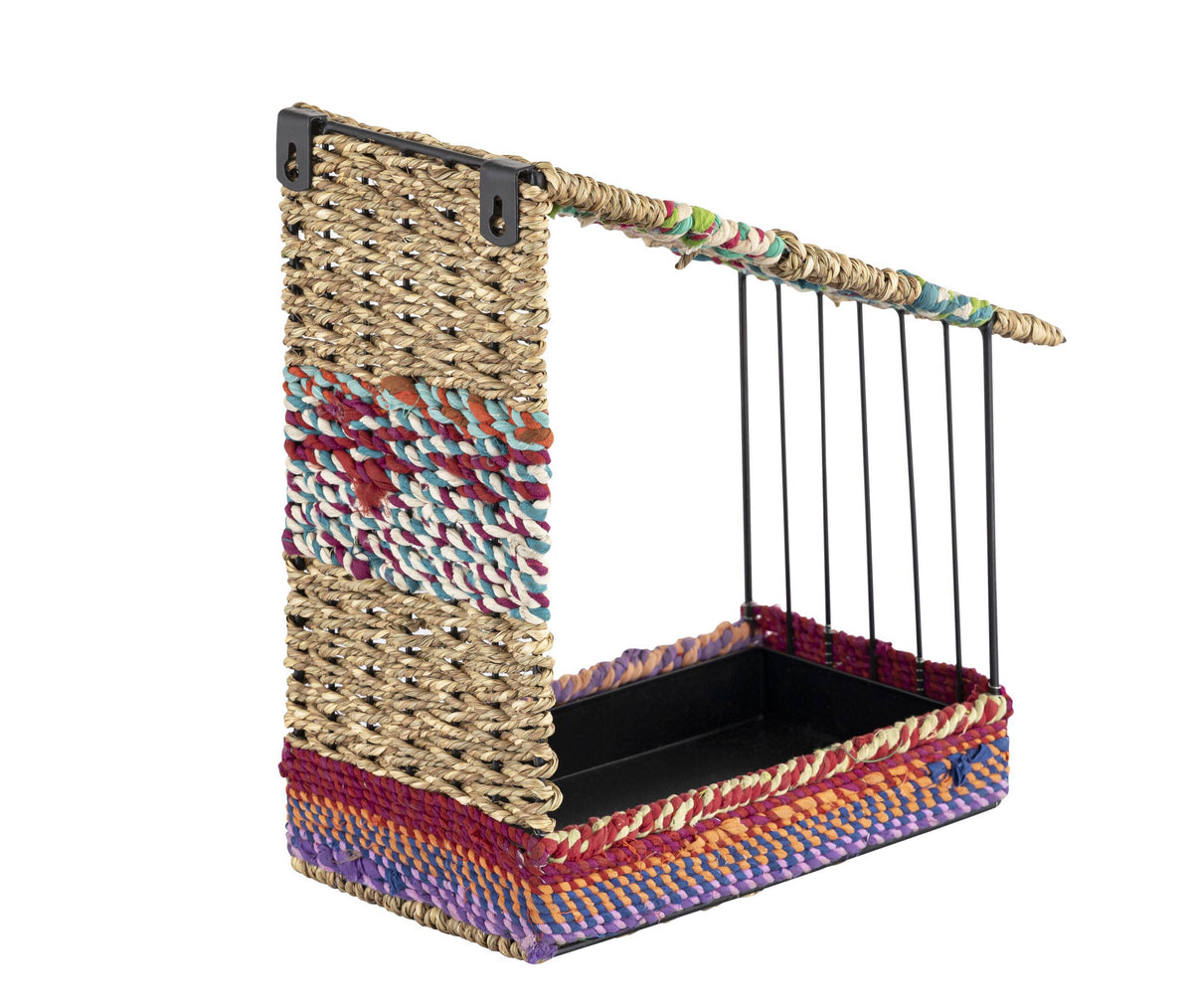 Munja And Reclaimed Sari Fabric House Wall Bird Feeder - Medium
