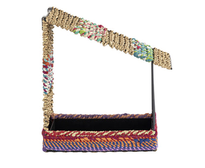 Munja And Reclaimed Sari Fabric House Wall Bird Feeder - Medium
