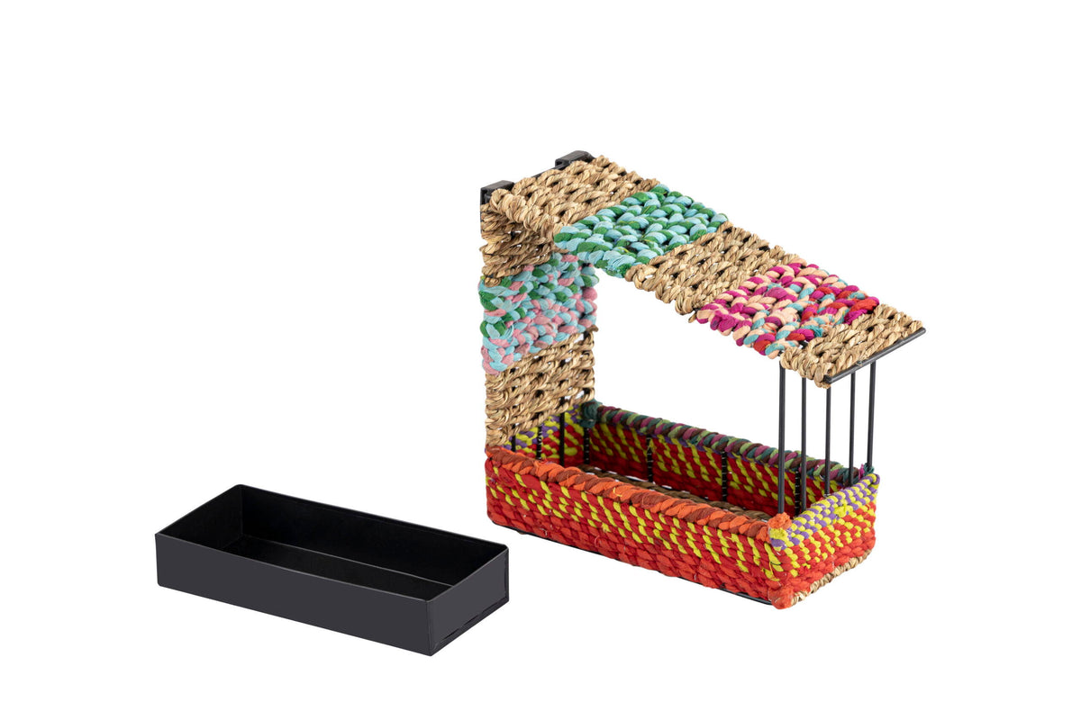 Munja And Reclaimed Sari Fabric House Wall Bird Feeder - Large