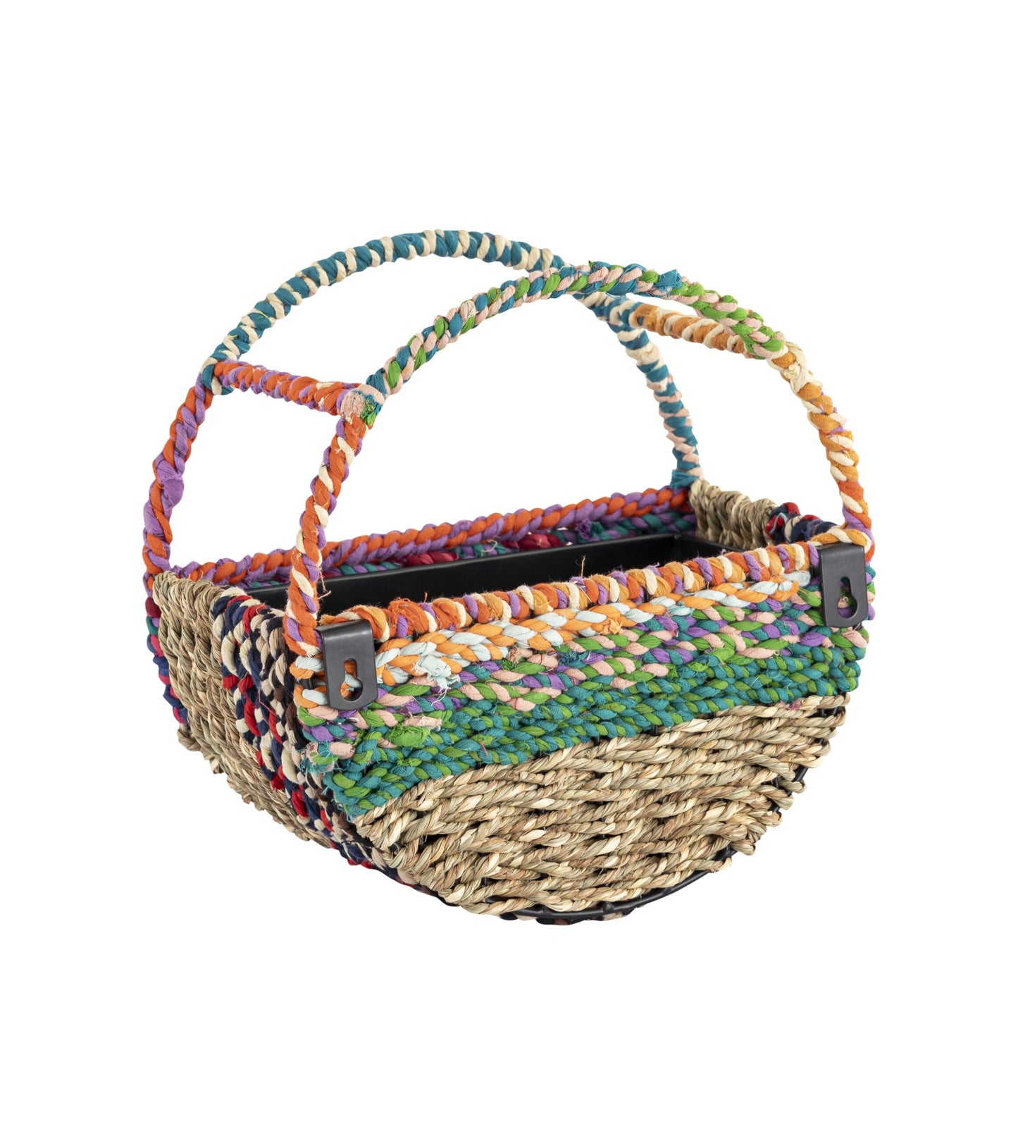 Munja And Reclaimed Sari Fabric Circular Wall Bird Feeder - Large