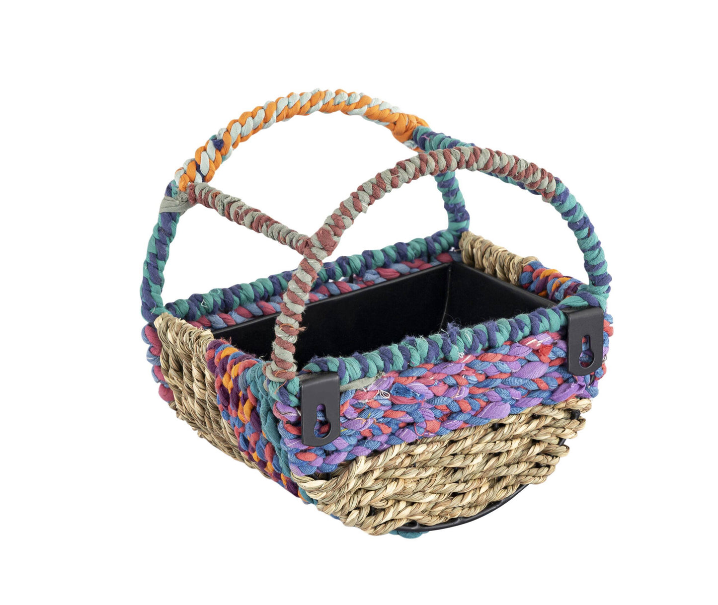 Munja And Reclaimed Sari Fabric Circular Wall Bird Feeder - Large