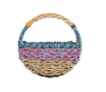 Munja And Reclaimed Sari Fabric Circular Wall Bird Feeder - Large