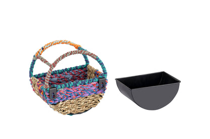 Munja And Reclaimed Sari Fabric Circular Wall Bird Feeder - Large