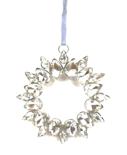 AUSTRIAN GLASS WREATH ON SILVER VELVET LOOP