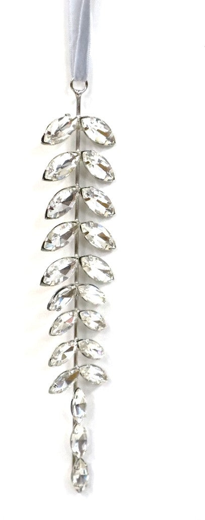AUSTRIAN GLASS ICICLE ON SILVER VELVET RIBBON LOOP