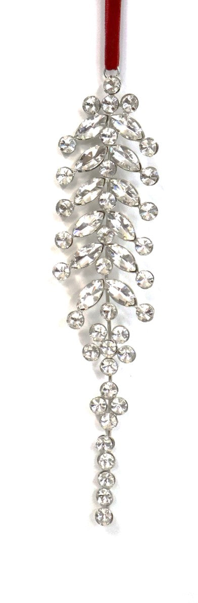 AUSTRIAN GLASS ICICLE ON RED VELVET RIBBON LOOP