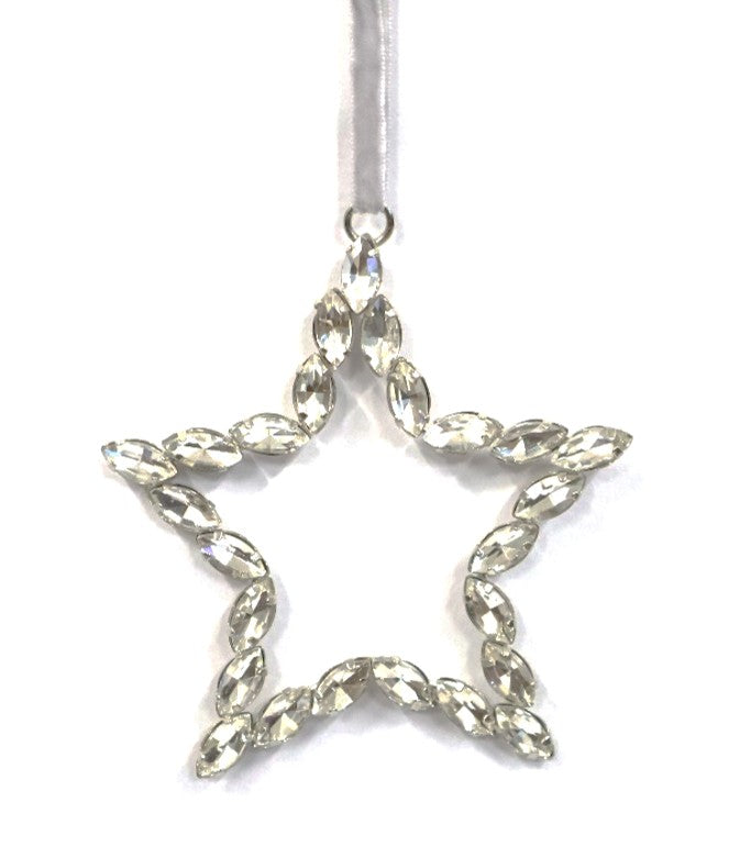 AUSTRIAN GLASS STAR ON SILVER VELVET LOOP
