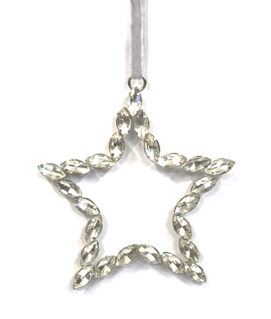 AUSTRIAN GLASS STAR ON SILVER VELVET LOOP