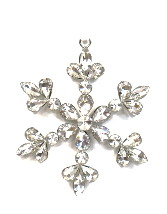 AUSTRIAN GLASS SNOWFLAKE ON WHITE VELVET LOOP