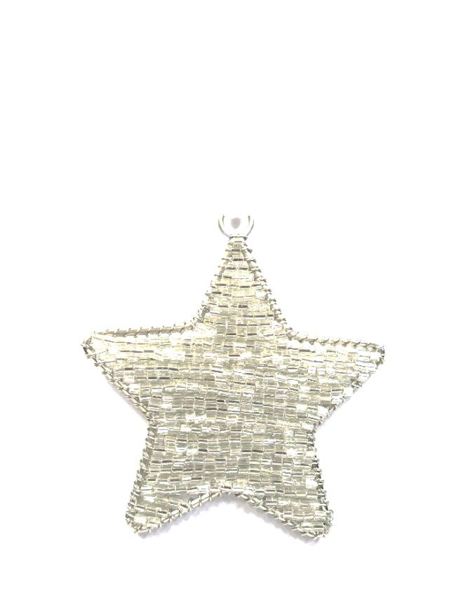 INDIAN GLASS AND ACRYLIC BEAD STAR ON WHITE VELVT LOOP