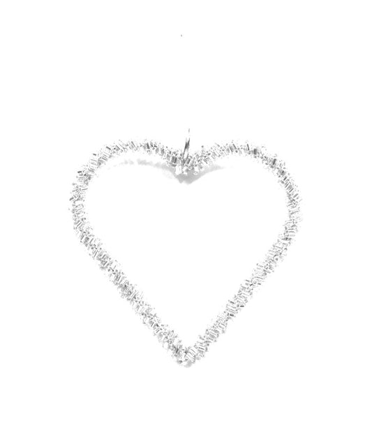 INDIAN GLASS AND ACRYLIC BEAD HEART ON WHITE VELVET LOOP