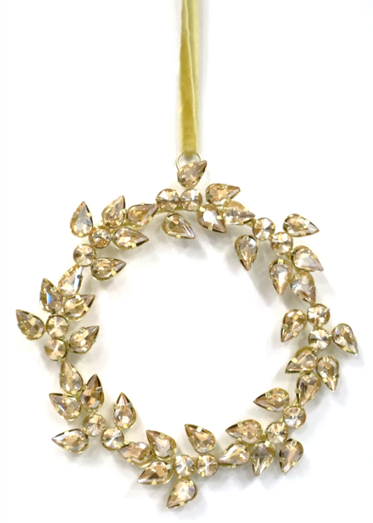 AUSTRIAN GLASS WREATH ON GOLD VELVET RIBBON