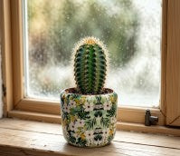 6CM Enamel & Iron Cacti or Succulent Pot Cover - Green