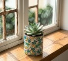 6CM Enamel & Iron Cacti or Succulent Pot Cover - Green