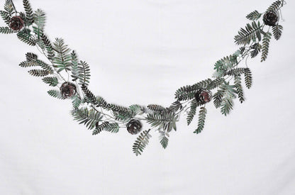 Christmas Artisan Fairtrade Metal Pine Cone and Leaf Garland Decoration