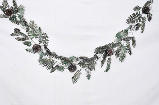 Christmas Artisan Fairtrade Metal Pine Cone and Leaf Garland Decoration