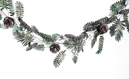 Christmas Artisan Fairtrade Metal Pine Cone and Leaf Garland Decoration