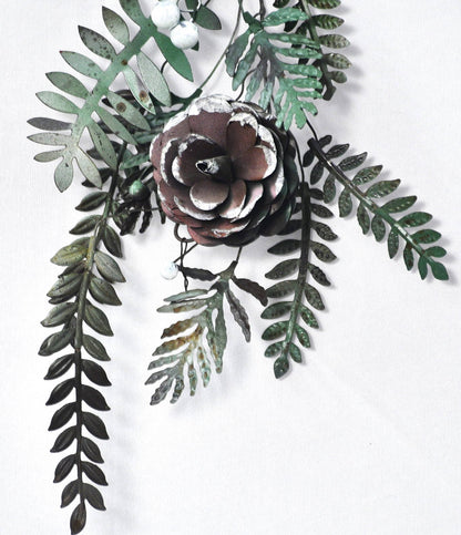 Christmas Artisan Fairtrade Metal Pine Cone and Leaf Garland Decoration