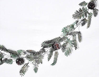 Christmas Artisan Fairtrade Metal Pine Cone and Leaf Garland Decoration