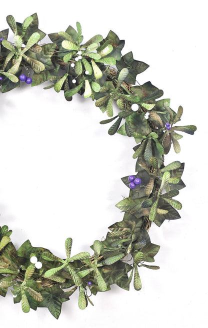 Christmas Artisan Fairtrade Metal Mistletoe Wreath Door Decoration