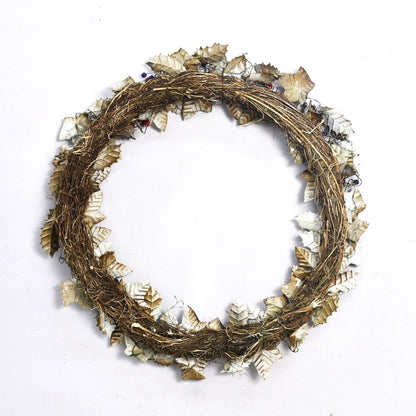 Christmas Artisan Fairtrade Metal Holly and Ivy Wreath Door Decoration