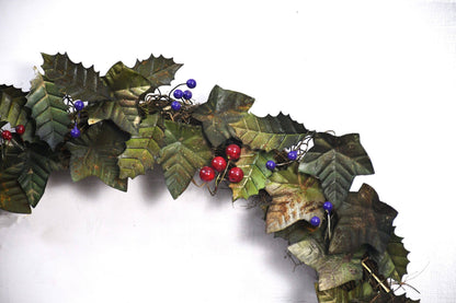 Christmas Artisan Fairtrade Metal Holly and Ivy Wreath Door Decoration